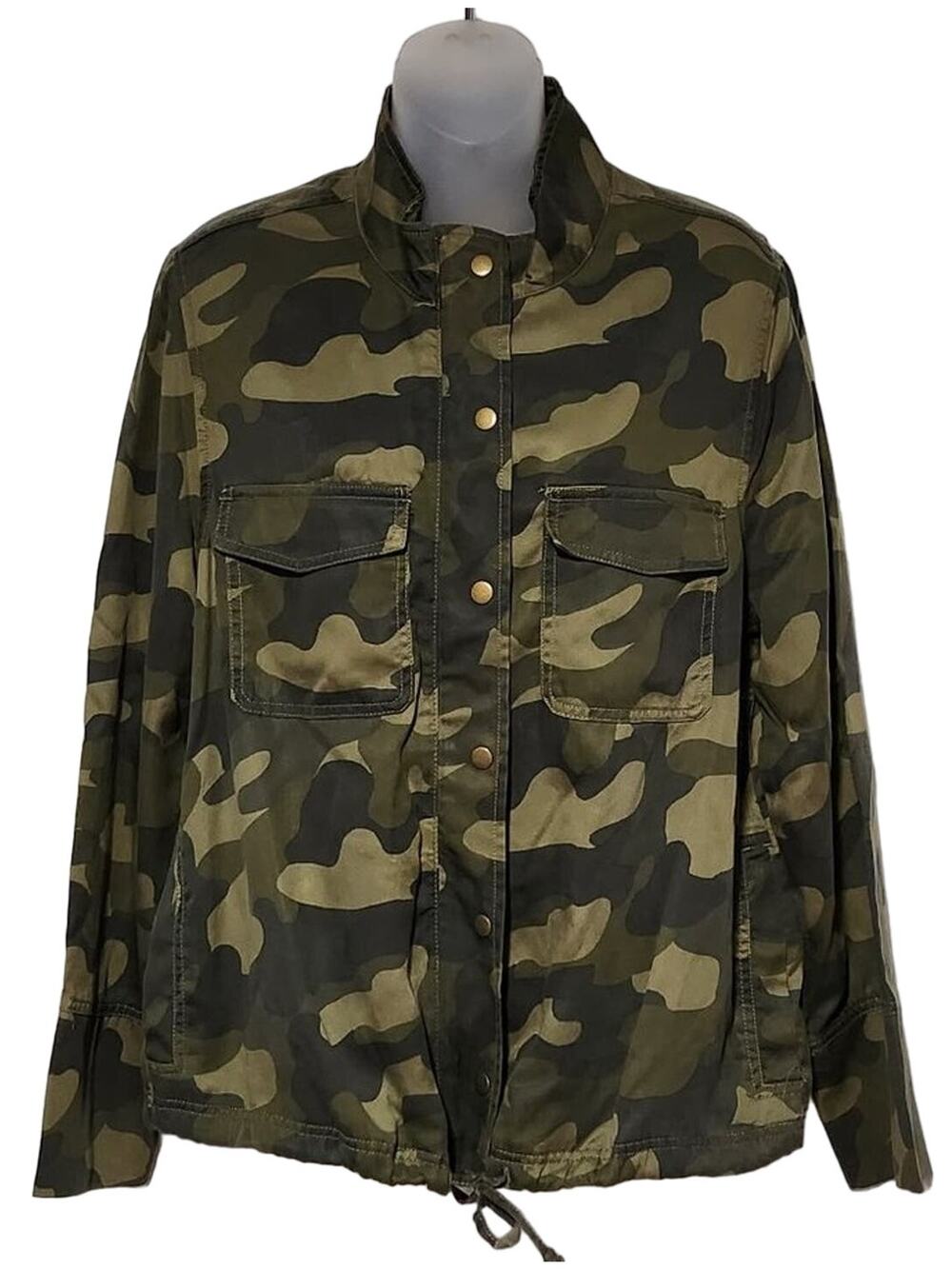 C&C California Lightweight Lyocell Utility Military Jacket in Green Camo L NWOT